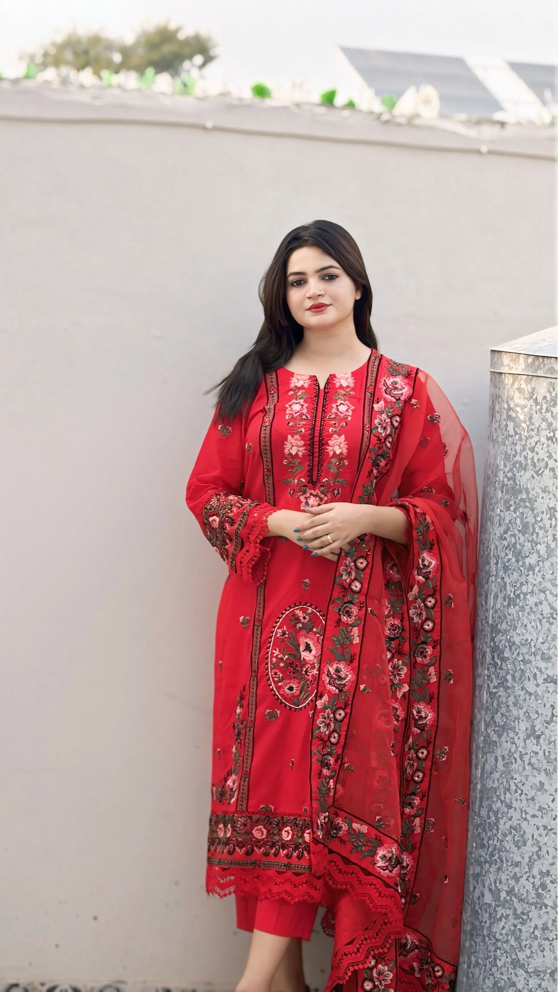 Ruby Bloom (3-Piece Embroidered Lawn Suit)