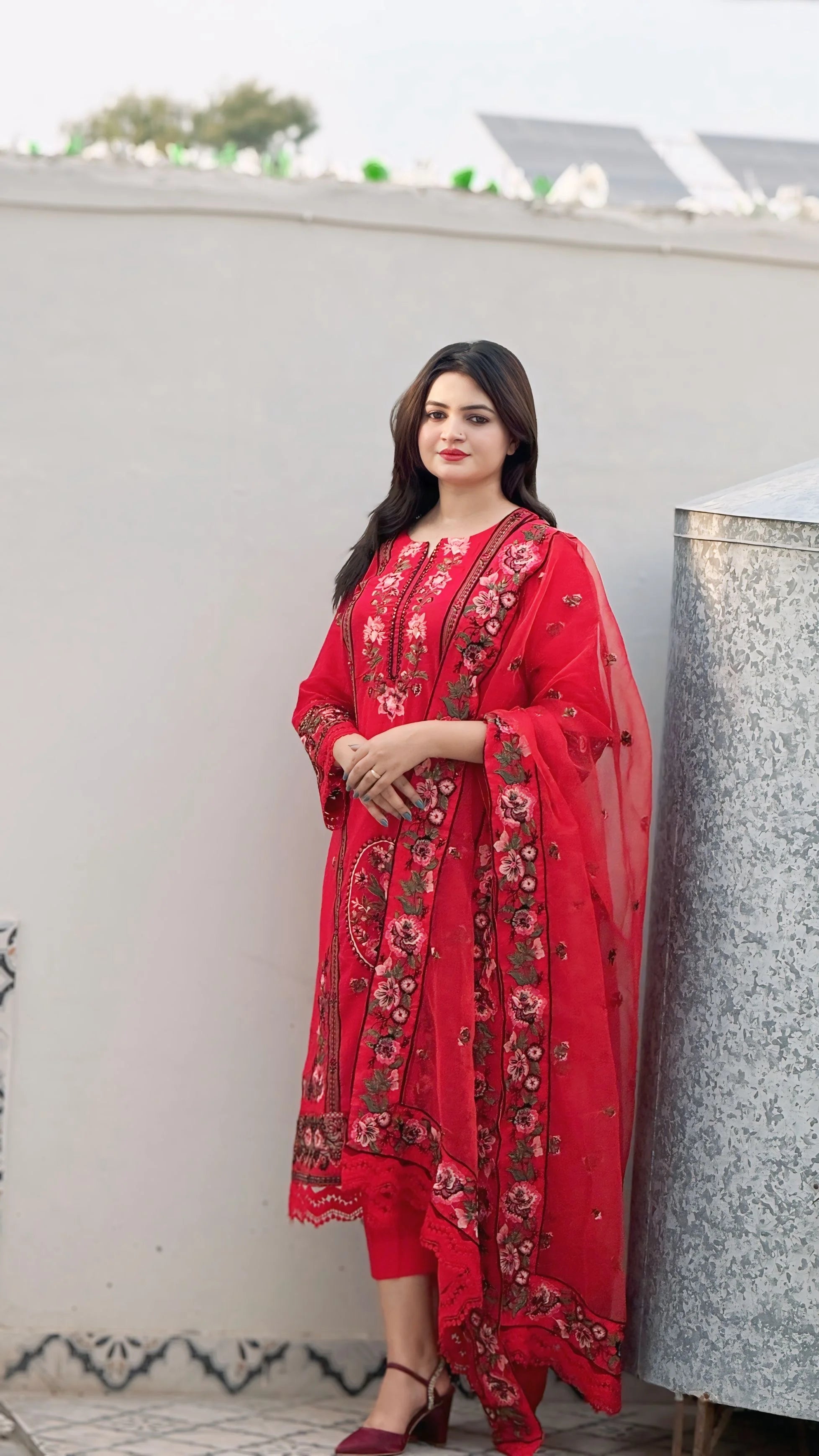 Ruby Bloom (3-Piece Embroidered Lawn Suit)