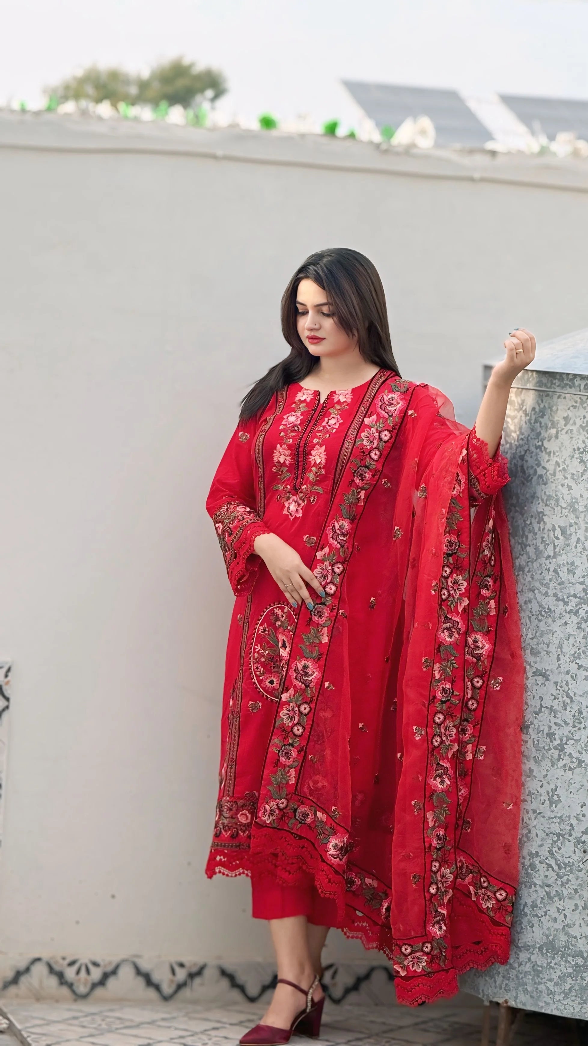 Ruby Bloom (3-Piece Embroidered Lawn Suit)