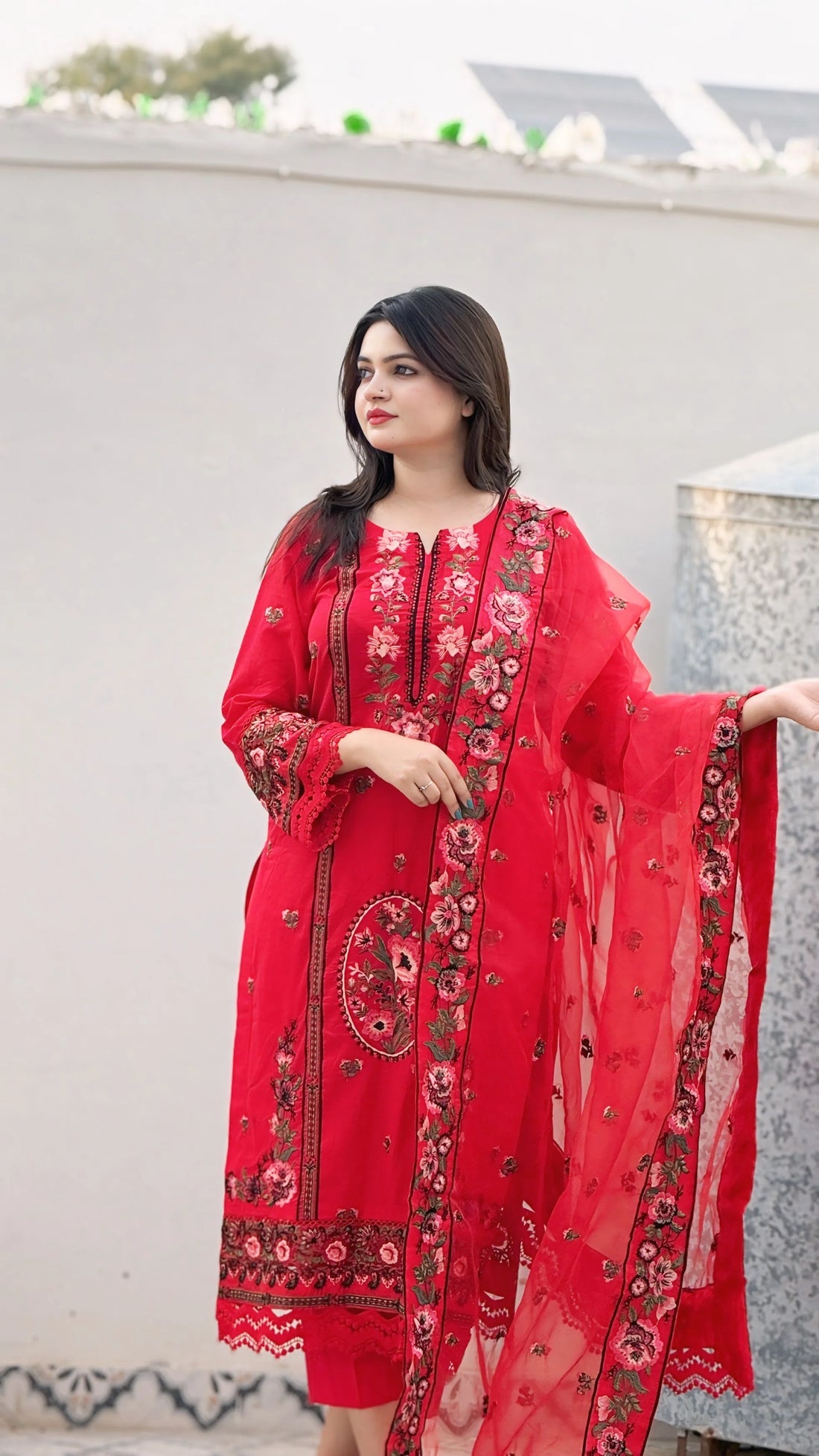 Ruby Bloom (3-Piece Embroidered Lawn Suit)